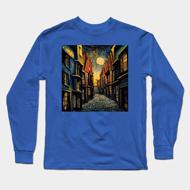 Starry Night in Diagon Alley Long Sleeve T-Shirt by Grassroots Green